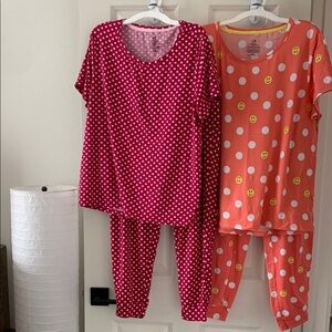 2 x Secret Treasures Pink and Orange Polka Dot Pajama Sets.